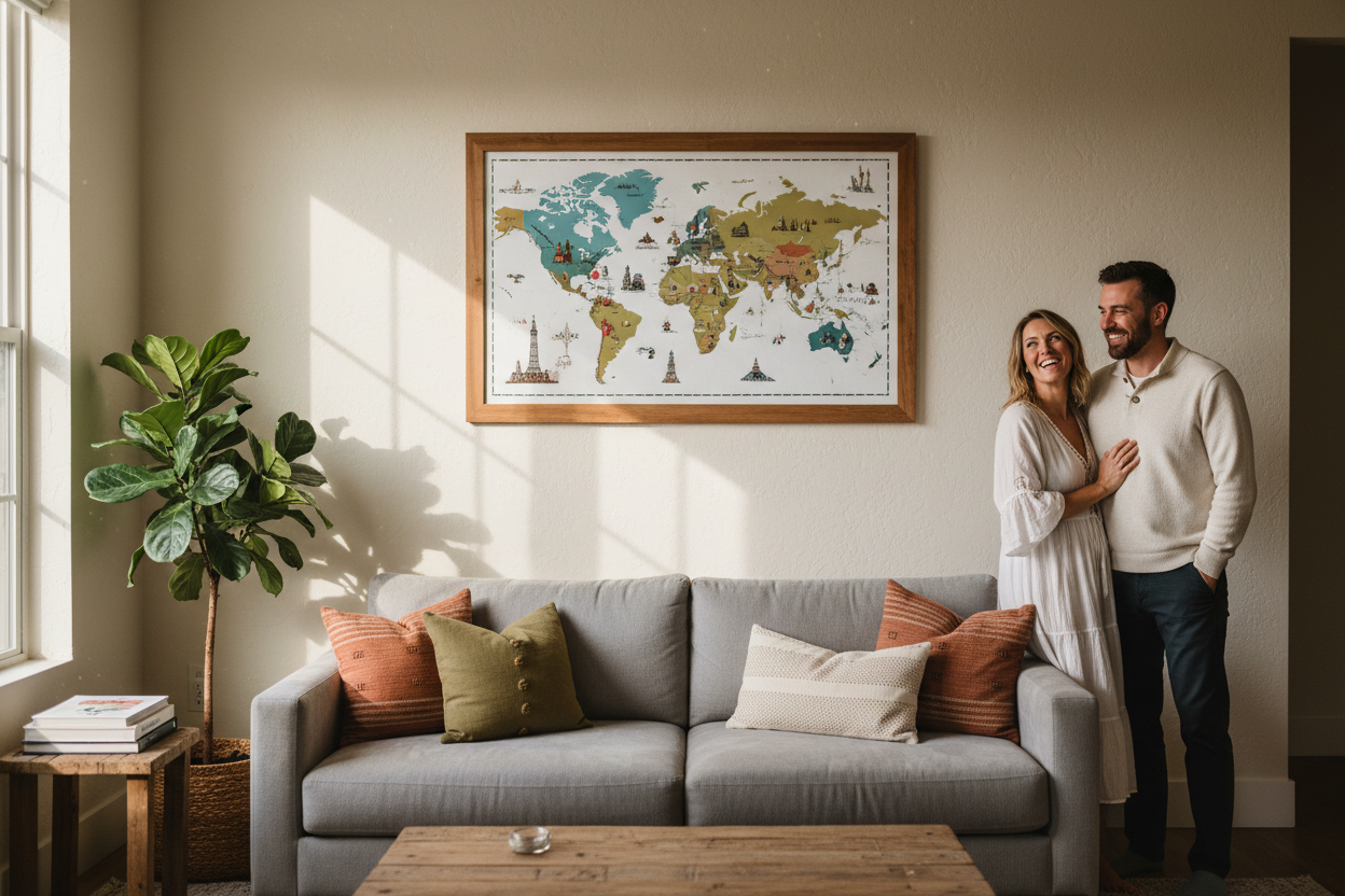 The Sentimental Splurge: Custom Illustrated Map of Places They've Visited