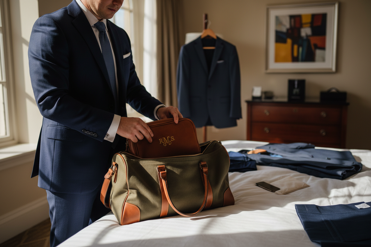 The Travel Piece: Monogrammed Leather Dopp Kit
